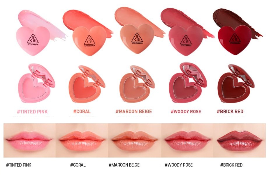 3ce heart pot lip brick red